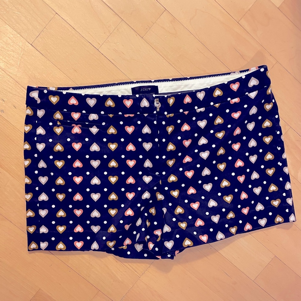 J Crew polkadot hearts navy shorts size 10